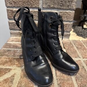 Ara Florenz Leather Lace Ankle Boots Womens US Size 7 UK 4.5